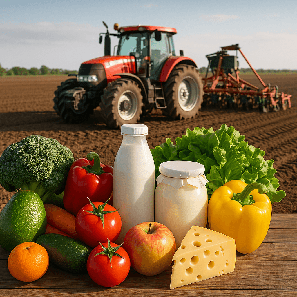 Farmer in field with technology