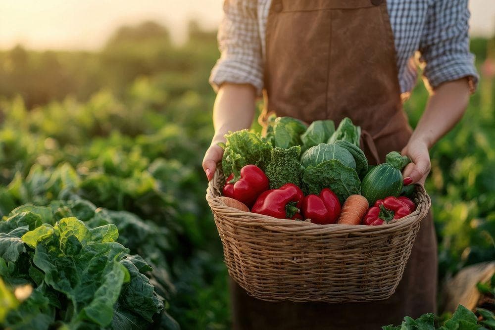Farmer with produce